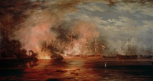 Farragut passant les forts en dessous de la Nouvelle-Orléans, 1862